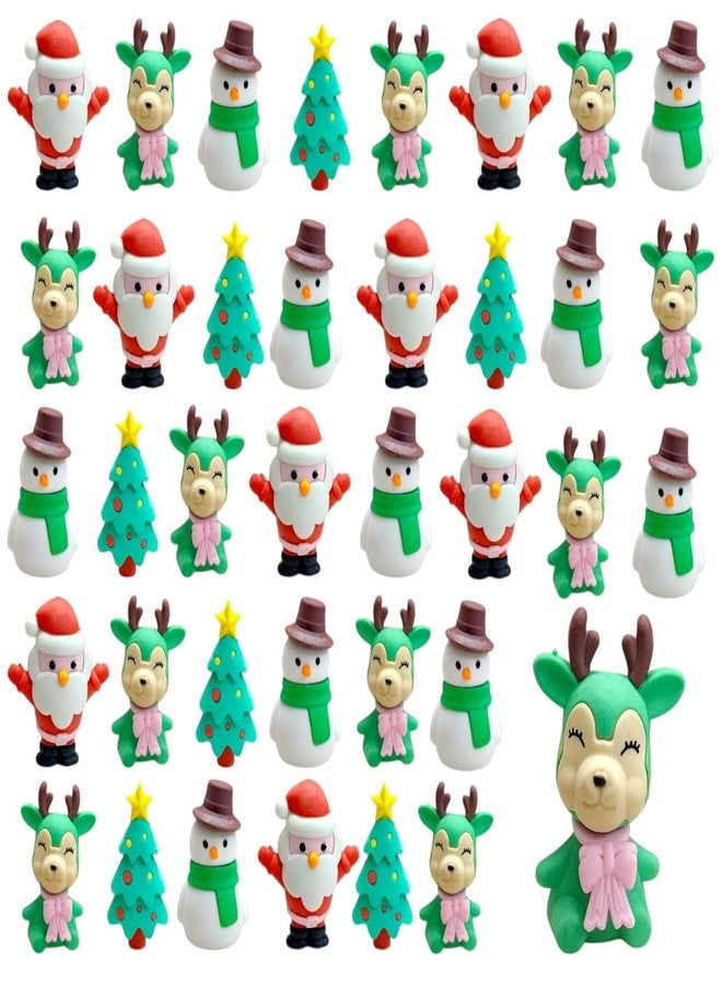 TERA13 Merry Christmas Eraser (24 Pcs) Smudge-Free Cute Pencil Erasers, Cute Small Eraser with Santa, Snowman & Tree Stationery Gift for Kids, Holiday School Supplies, Party Favors - Image 1